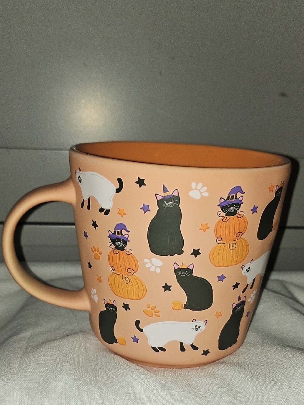 Cat Halloween Mug with Pumpkins and Stars - Picture 4 of 7